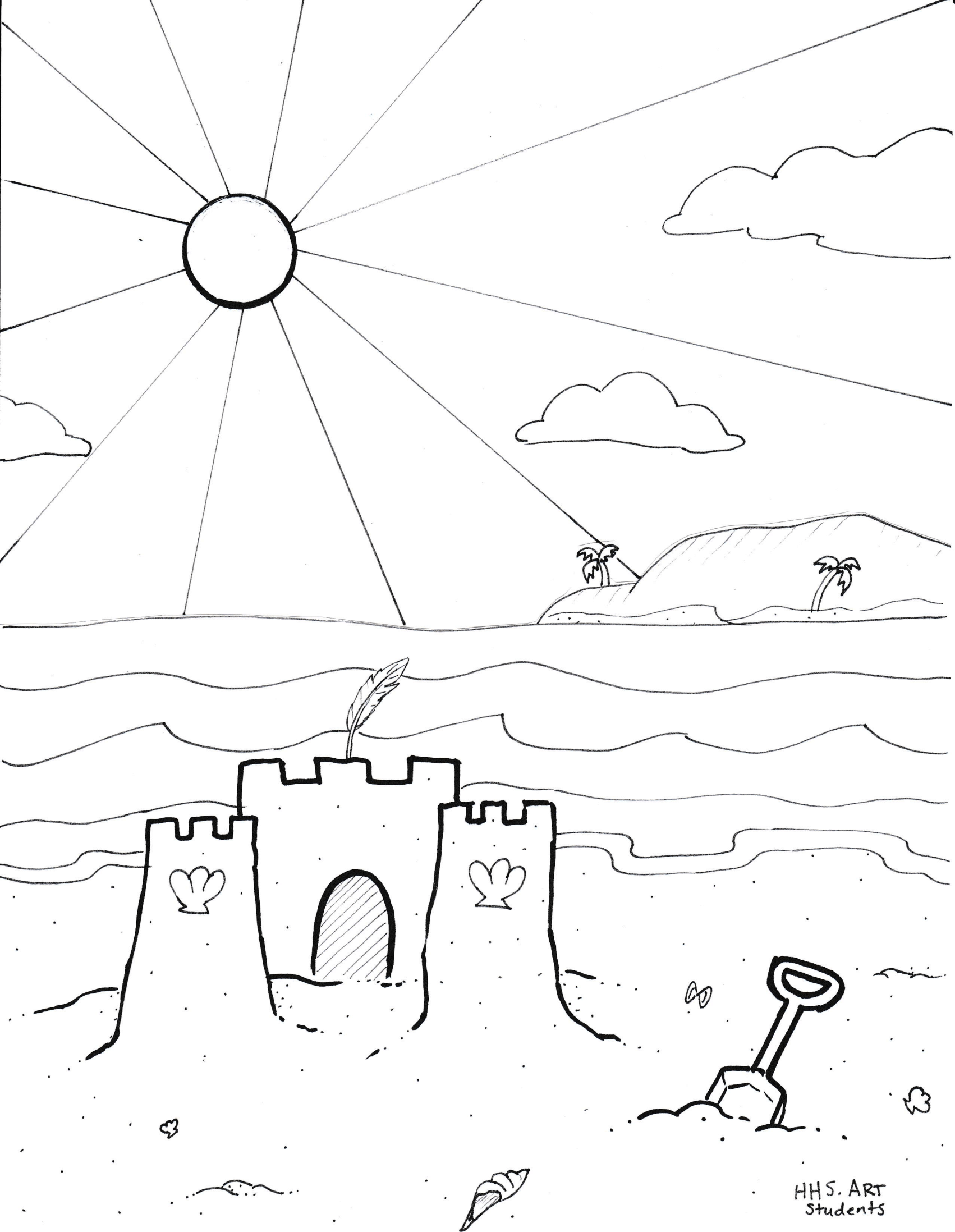 Summer Beach Coloring Sheet 1